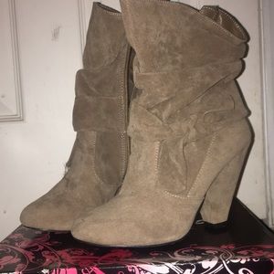Tan/ Beige Heeled Booties